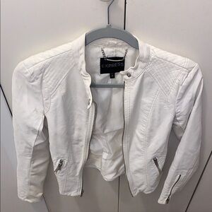 Express Women's White Leather Jacket